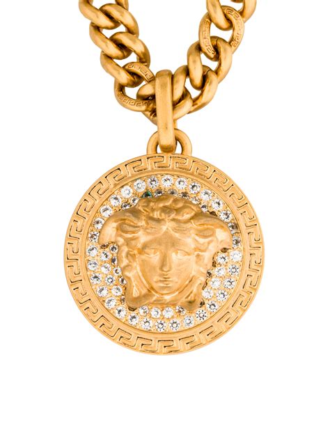 stainless steel necklace chain link versace|14k gold Versace pendant.